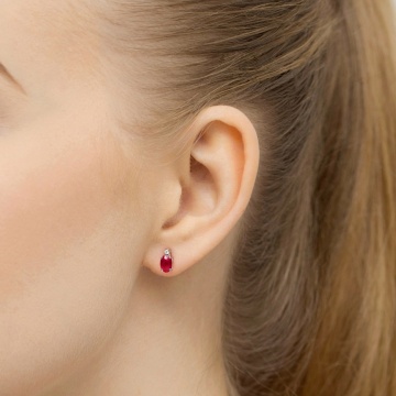 Cercei Aur 14K cu Rubin 0.60 ct si Diamante Naturale 0.03 ct - Img 6
