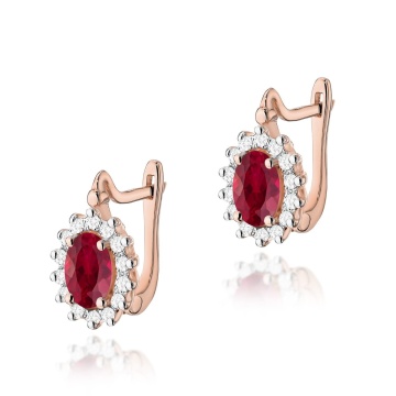 Cercei Aur 14K cu Rubin 0.60 ct si Diamante Naturale 0.24 ct - Img 5