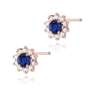 Cercei Aur 14K cu Safir 0.15 ct si Diamante Naturale 0.17 ct Filet cu Protectie - Img 5
