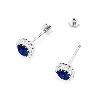 Cercei Aur 14K cu Safir 0.50 ct si Diamante Naturale 0.21 ct Filet cu Protectie - Img 6