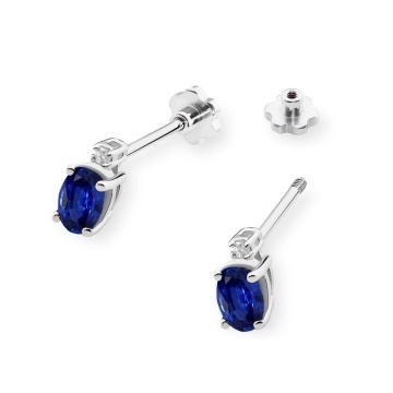 Cercei Aur 14K cu Safir 0.70 ct si Diamante Naturale 0.03 ct Filet cu Protectie - Img 5