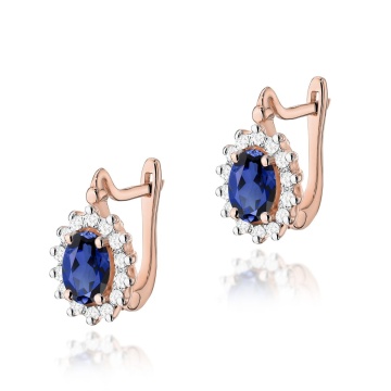 Cercei Aur 14K cu Safir 0.70 ct si Diamante Naturale 0.24 ct - Img 5