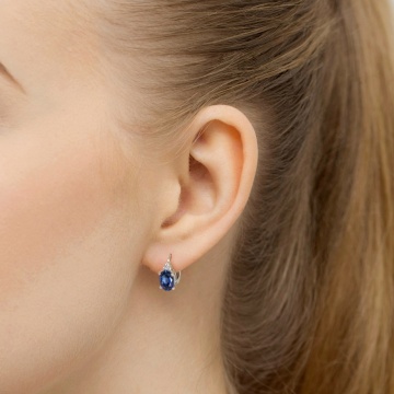 Cercei Aur 14K cu Safir 0.90 ct si Diamante Naturale 0.05 ct - Img 4