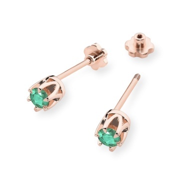 Cercei Aur 14K cu Smarald 0.15 ct Filet cu Protectie - Img 4
