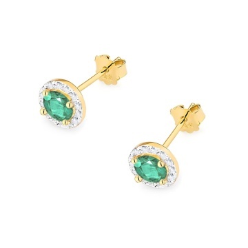 Cercei Aur 14K cu Smarald 0.50 ct si Diamante Naturale 0.24 ct - Img 2