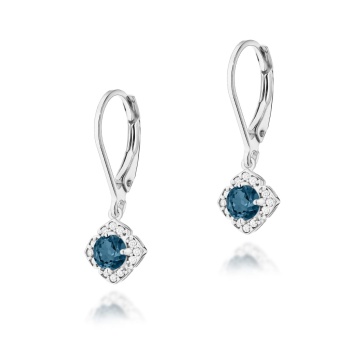 Cercei Aur 14K cu Topaz London Blue 0.30 ct si Diamante Naturale 0.12 ct - Img 3