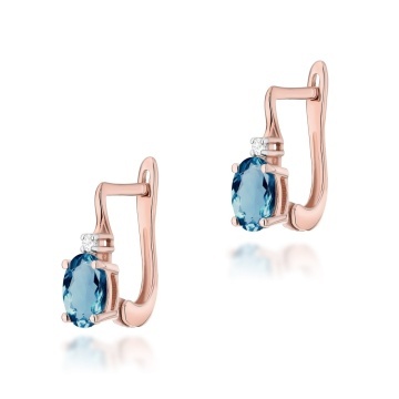 Cercei Aur 14K cu Topaz London Blue 0.50 ct si Diamante Naturale 0.03 ct - Img 3