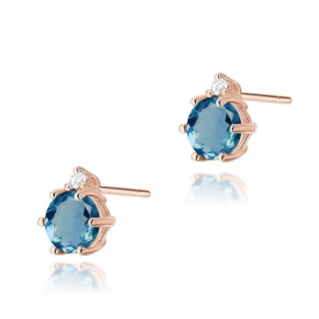 Cercei Aur 14K cu Topaz London Blue 0.50 ct si Diamante Naturale 0.03 ct - Img 5