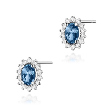 Cercei Aur 14K cu Topaz London Blue 0.50 ct si Diamante Naturale 0.24 ct - Img 9