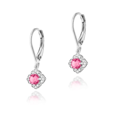 Cercei Aur 14K cu Topaz Roz 0.30 ct si Diamante Naturale 0.06 ct - Img 3