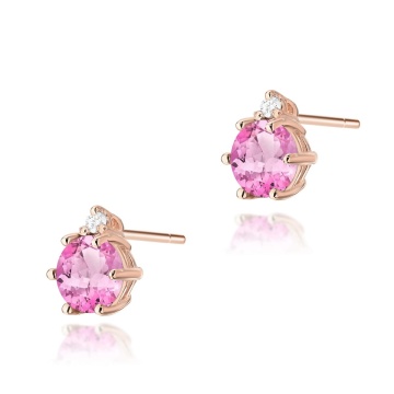 Cercei Aur 14K cu Topaz Roz 0.60 ct si Diamante Naturale 0.03 ct - Img 4
