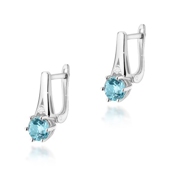 Cercei Aur 14K cu Topaz Swiss 0.50 ct si Diamante Naturale 0.03 ct - Img 3