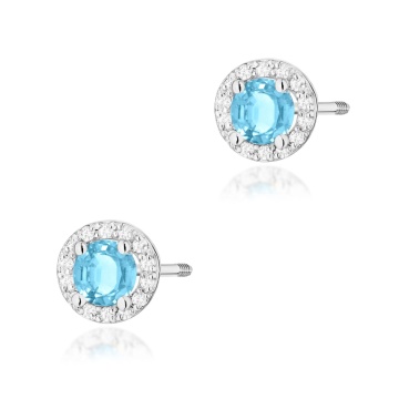 Cercei Aur 14K cu Topaz Swiss 0.50 ct si Diamante Naturale 0.24 ct Filet cu Protectie - Img 6