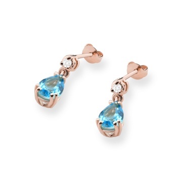 Cercei Aur 14K cu Topaz Swiss 0.90 ct si Diamante Naturale 0.04 ct - Img 3