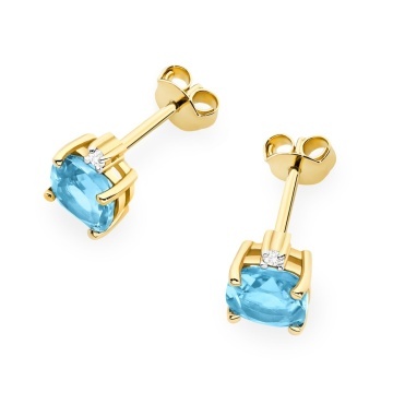 Cercei Aur 14K cu Topaz Swiss 1.10 ct si Diamante Naturale 0.03 ct - Img 2