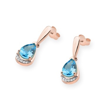 Cercei Aur 14K cu Topaz Swiss 1.40 ct si Diamante Naturale 0.05 ct - Img 6