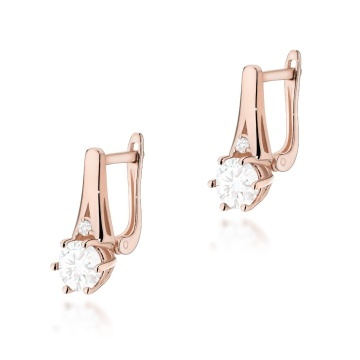 Cercei Aur 14K cu White Sapphire 0.60 ct si Diamante Naturale 0.03 ct - Img 5