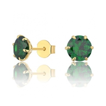 Cercei Aur 8K cu Piatră Verde – Eleganță și Stil - Img 2