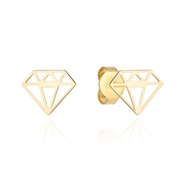Cercei din Aur 14K cu model în formă de diamant - Img 2