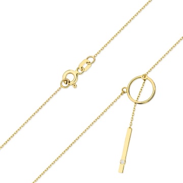 Colier Aur 14K cu Diamant Natural 0.01 ct - Img 2