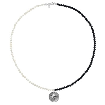 Colier Copacul Yin si Yang din Argint 925 si Perle de Cultura - Img 2