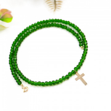 Colier cu cristale Cross Edition cu cruciulita din aur 14k - Img 3