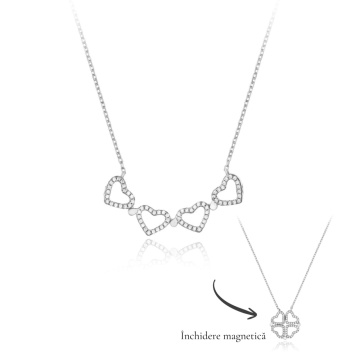 Colier din argint 925 cu cristale Clover Hearts