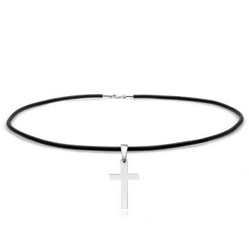 Colier Faith din piele și Argint 925