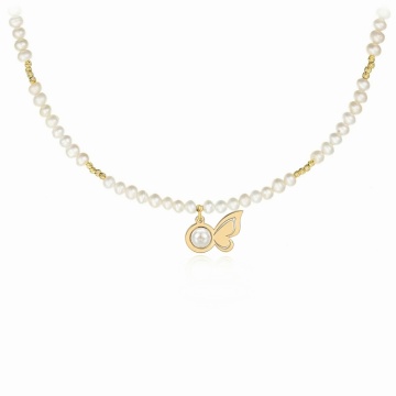 Colier Fly Butterfly din AUR 14K și Perle de Cultură