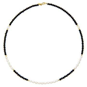 Colier Little Black cu Perle de Cultura, cristale și AUR 14K - Img 2