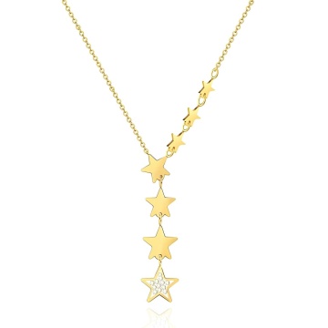 Colier Multi Stars din inox placat cu aur 18K, cu zirconii