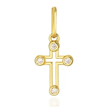 Cruciuliță Aur 8K Decorată cu Pietre 3.3022 - Img 4