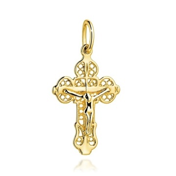 Cruciuliță Ortodoxă Din Aur 14K Decorată Cu Ajour Fin