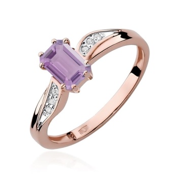 Inel Aur 14K cu Ametist 0.50 ct si Diamante Naturale 0.03 ct - Img 8