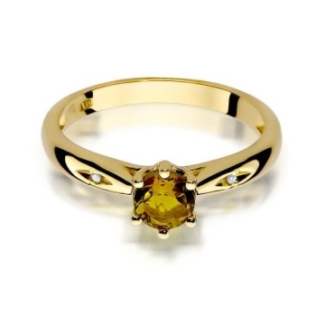 Inel Aur 14K cu Citrin 0.50 ct si Diamante Naturale 0.01 ct - Img 2