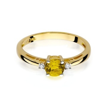 Inel Aur 14K cu Citrin 0.50 ct si Diamante Naturale 0.03 ct - Img 2