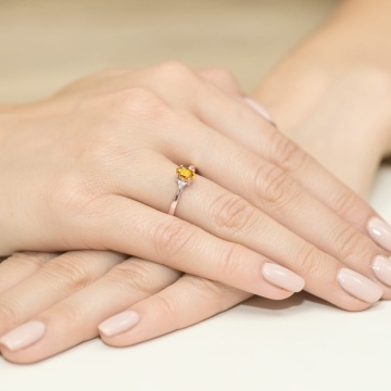 Inel Aur 14K cu Citrin 0.60 ct si Diamante Naturale 0.05 ct - Img 7