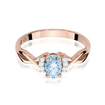 Inel Aur 14K cu Diamante Albastre de Laborator 0.55 ct - Img 6