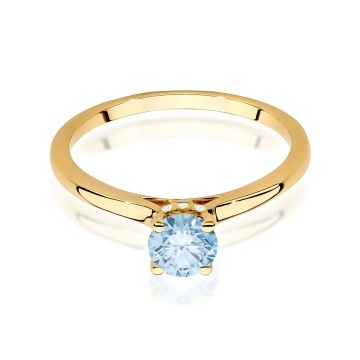 Inel Aur 14K cu Diamante Albastre de Laborator 0.56 ct - Img 2