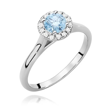 Inel Aur 14K cu Diamante Albastre de Laborator 0.62 ct - Img 9