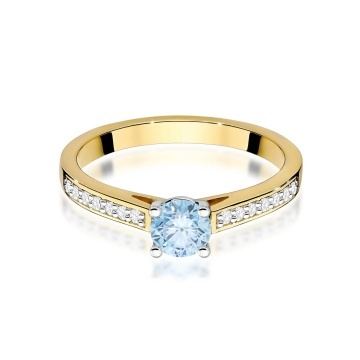 Inel Aur 14K cu Diamante Albastre de Laborator 0.62 ct - Img 2