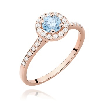 Inel Aur 14K cu Diamante Albastre de Laborator 0.74 ct - Img 5