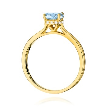 Inel Aur 14K cu Diamante Albastre de Laborator 1.07 ct - Img 3