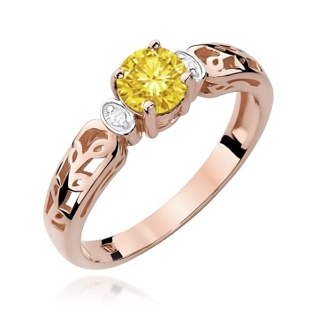 Inel Aur 14K cu Diamante Galbene de Laborator 0.52 ct - Img 5