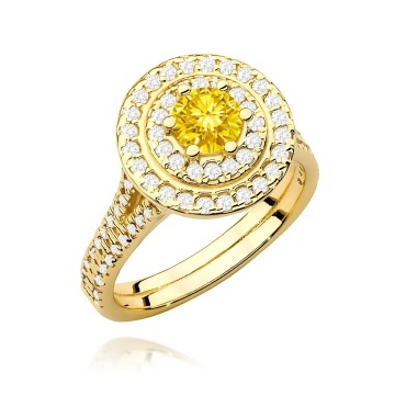Inel Aur 14K cu Diamante Galbene de Laborator 1.11 ct