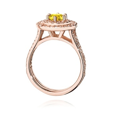 Inel Aur 14K cu Diamante Galbene de Laborator 1.11 ct - Img 7