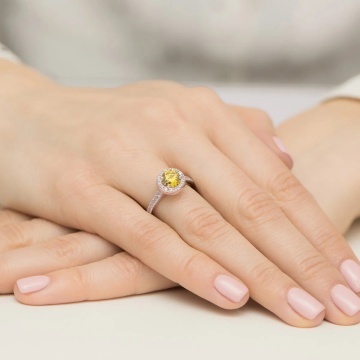 Inel Aur 14K cu Diamante Galbene de Laborator 1.38 ct - Img 8
