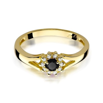 Inel Aur 14K cu Diamante Naturale Albe si Negre 0.21 ct - Img 2