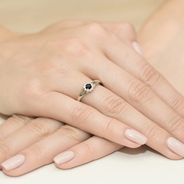 Inel Aur 14K cu Diamante Naturale Albe si Negre 0.21 ct - Img 12
