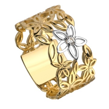 Inel Aur 14k cu Floare si Model Floral - Img 2
